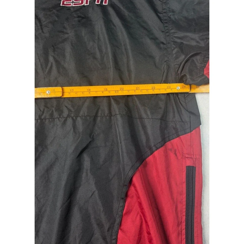 ESPN SportsCenter Windbreaker Pullover Jacket Black Red Size M Vintage